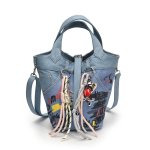 画像1: Graffiti denim bucket tote shoulder bag shoulder tote bag 　グラフィティデニムバケットショルダートートバッグ (1)