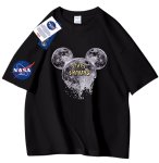 画像1: unisex NASA x Space Mickey Mouse Print Short Sleeve T-Shirt  　　NASAスペースミッキーマウスプリント 半袖ラウンドネック Tシャツ ユニセックス 男女兼用 (1)