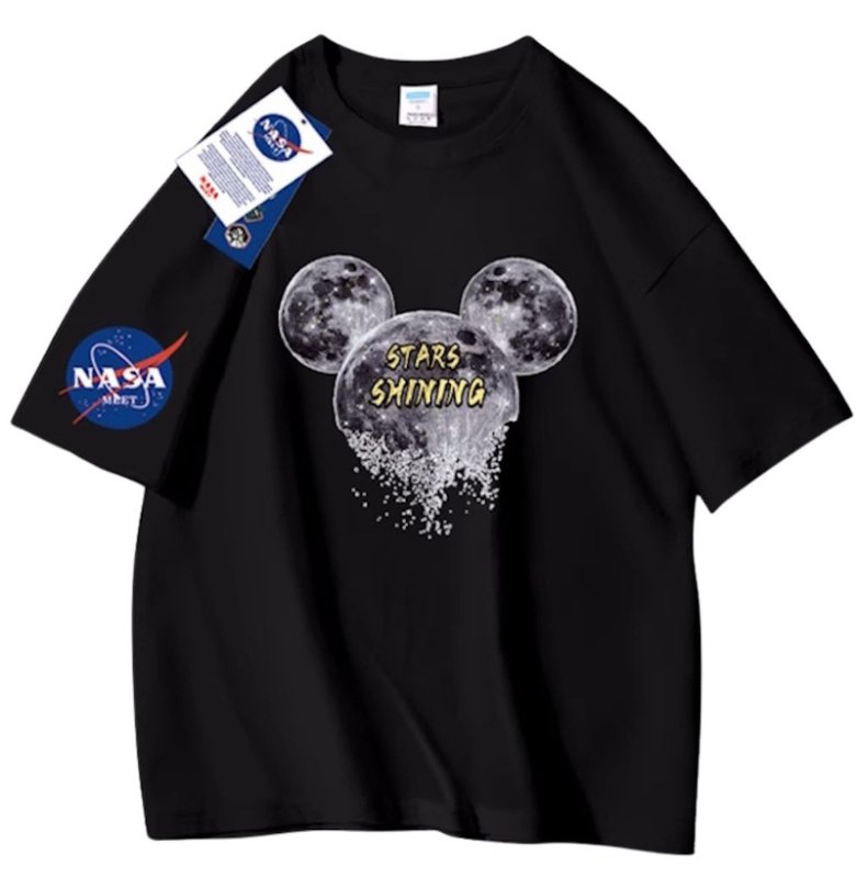 画像1: unisex NASA x Space Mickey Mouse Print Short Sleeve T-Shirt  　　NASAスペースミッキーマウスプリント 半袖ラウンドネック Tシャツ ユニセックス 男女兼用 (1)