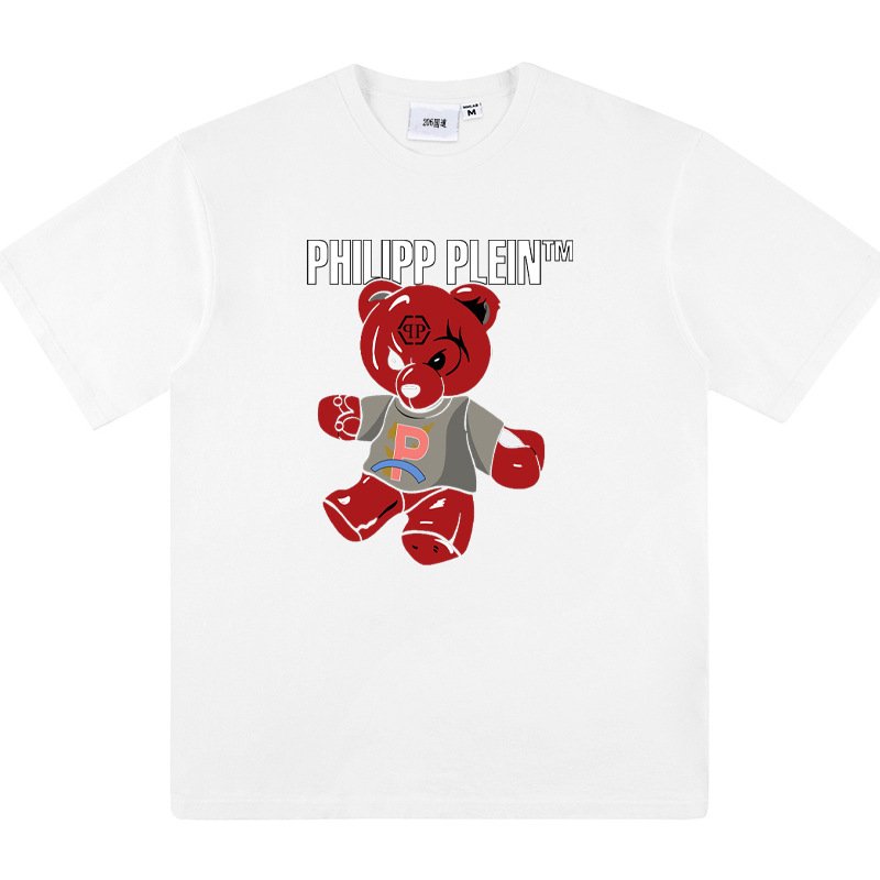 画像1: unisex PHILIPP PLEIN Angry Bear Print Short Sleeve T-Shirt  　PHILIPP PLEIN アングリベアプリント半袖ラウンドネック Tシャツ ユニセックス 男女兼用 (1)