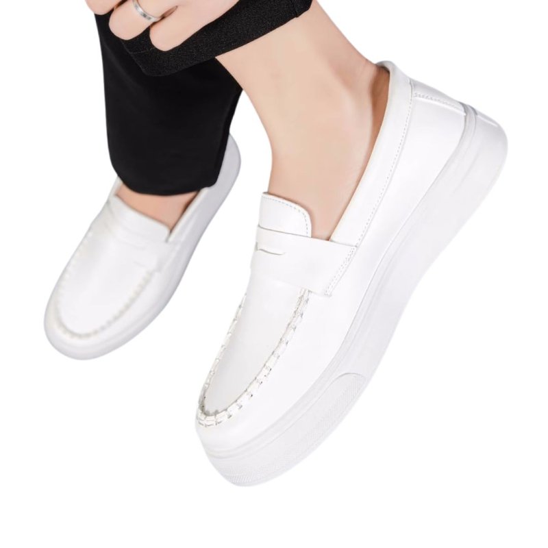 画像8: British Style Leather Loafer Moccasins  男女兼用 ブリティッシュレザー厚底ローファー スリッポンモカシンシューズ (8)
