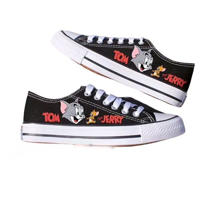 画像4: Unisex Tom and Jerry Painted Lace-up Canvas Sneakers  ユニセックス 男女兼用  トム&ジェリーペイントキャンバスレースアップスニーカー (4)