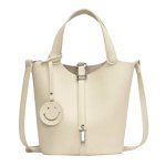 画像1: Ladies PU Leather Lock Smile Charm Bag Handbag Tote Shoulder Bag PU レザー スマイル チャーム付き 鍵付き ロック トートショルダーバッグ (1)