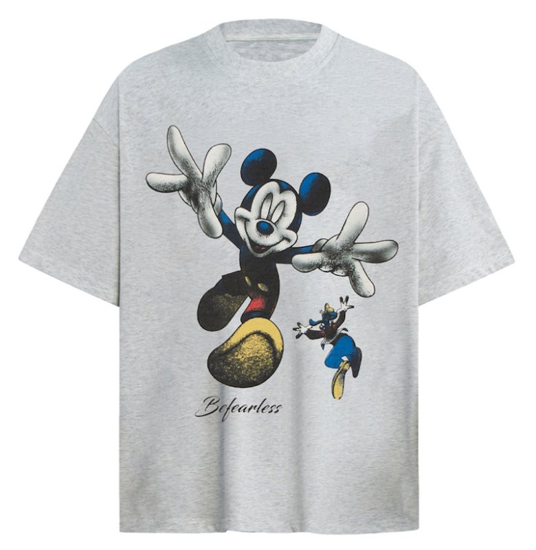 画像2: unisex Retro Vintage Style Black Magician Mickey Mouse print Short Sleeve T-Shirt  　レトロヴィンテージスタイブラックマジシャンミッキーマウスプリント半袖ラウンドネック Tシャツ ユニセックス 男女兼用 (2)