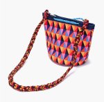 画像4: Shoulder crossbody bag with colorful diamond woven clothbucket tote shoulder bag  　カラフルダイヤモンド織りクロス付きショルダークロスボディバッグバケットバッグ (4)