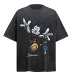 画像1: unisex Retro Vintage Style Black Magician Mickey Mouse print Short Sleeve T-Shirt  　レトロヴィンテージスタイブラックマジシャンミッキーマウスプリント半袖ラウンドネック Tシャツ ユニセックス 男女兼用 (1)