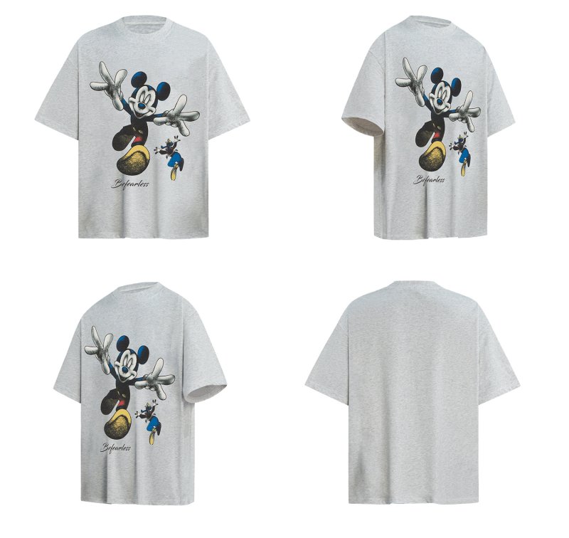 画像4: unisex Retro Vintage Style Black Magician Mickey Mouse print Short Sleeve T-Shirt  　レトロヴィンテージスタイブラックマジシャンミッキーマウスプリント半袖ラウンドネック Tシャツ ユニセックス 男女兼用 (4)