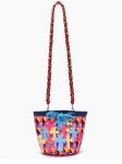 画像2: Shoulder crossbody bag with colorful diamond woven clothbucket tote shoulder bag  　カラフルダイヤモンド織りクロス付きショルダークロスボディバッグバケットバッグ (2)