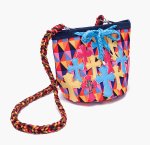 画像1: Shoulder crossbody bag with colorful diamond woven clothbucket tote shoulder bag  　カラフルダイヤモンド織りクロス付きショルダークロスボディバッグバケットバッグ (1)