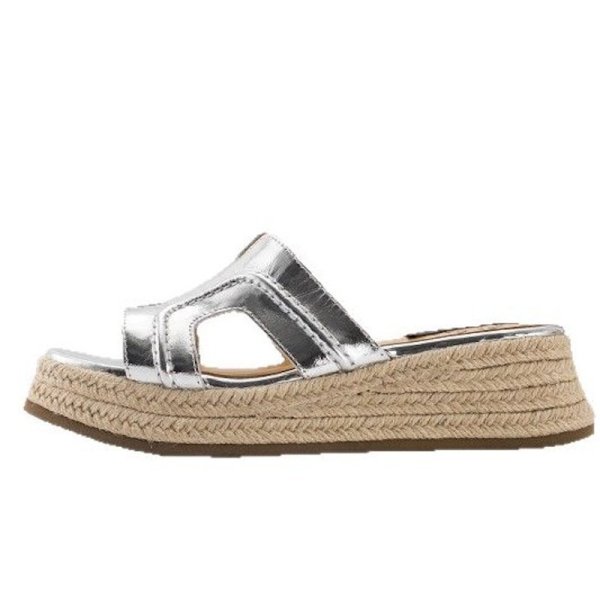 画像1:  Espadrille H Leather platform  sandal slippers　エスパドリーユHレザープラットフォームサンダルスリッパ (1)