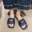 画像4: Denim flat sandals with metal fittings slippers　デニムフラットメタル付きサンダルスリッパ (4)