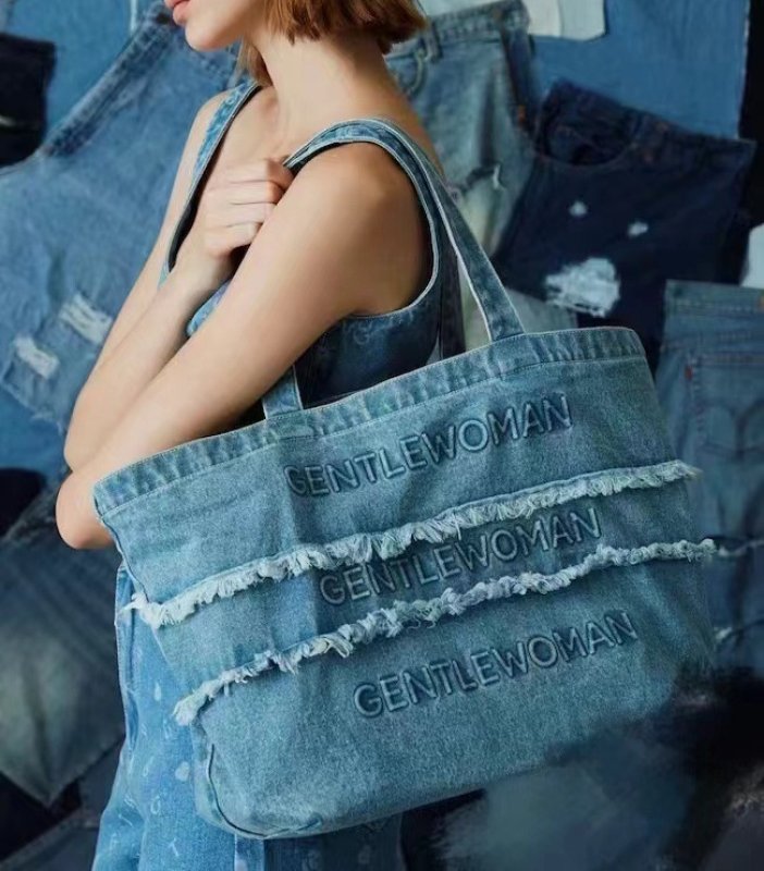 画像3: Unisex Gentlewoman Denim Fringe Tote Shoulder Bag  ユニセックスGentlewomanデニムフリンジトートショルダーバッグ (3)