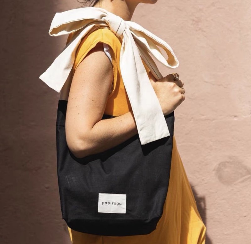 画像5: Spanish PAPIROGA girly large capacity extra large ribbon canvas Tote Shoulder Bag  ガーリーラージリボンキャンバス トートショルダーバッグ (5)