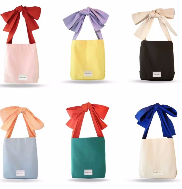 画像19: Spanish PAPIROGA girly large capacity extra large ribbon canvas Tote Shoulder Bag  ガーリーラージリボンキャンバス トートショルダーバッグ (19)