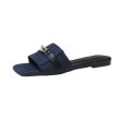 画像1: Denim flat sandals with metal fittings slippers　デニムフラットメタル付きサンダルスリッパ (1)