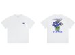 画像1: unisex Smile Flower Print Short Sleeve T-Shirt  　スマイルフラワープリント半袖ラウンドネック Tシャツ ユニセックス 男女兼用 (1)