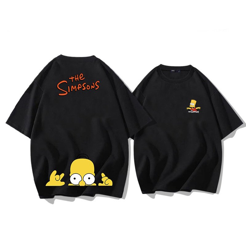 画像2: unisex The Simpsons Drop Shoulder Double Sided Print T-Shirt  　シンプソンズドロップショルダー両面プリント半袖ラウンドネック Tシャツ ユニセックス 男女兼用 (2)