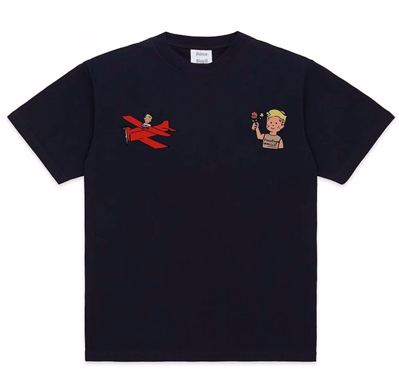 画像4: unisex Fairy Tail Town Little Prince Joint Print Short Sleeve T-Shirt  　フェアリーテイルタウン リトルプリンス ジョイントプリント半袖ラウンドネック Tシャツ ユニセックス 男女兼用 (4)