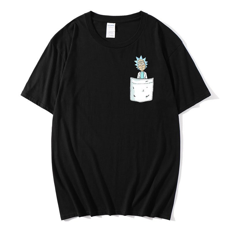 画像1: unisex Pocket Rick & Morty Points  Short Sleeve T-Shirt  　ポケットリック＆モーティポイントプリント半袖ラウンドネック Tシャツ ユニセックス 男女兼用 (1)