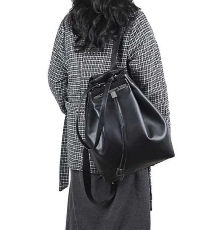 画像5: Leather Drawstring Backpack Tote Shoulder Bag 　レザー巾着バックパックリュックトートショルダーバッグ (5)