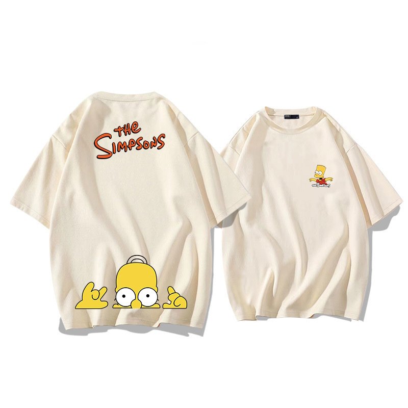 画像4: unisex The Simpsons Drop Shoulder Double Sided Print T-Shirt  　シンプソンズドロップショルダー両面プリント半袖ラウンドネック Tシャツ ユニセックス 男女兼用 (4)
