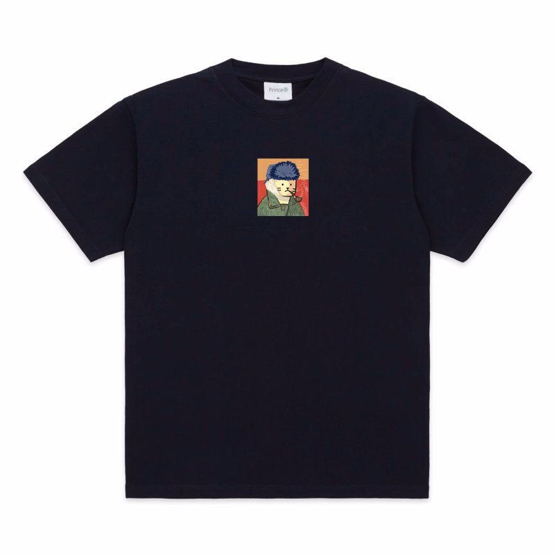 画像3: unisex Impersonation Cat Gogh Print Short Sleeve T-Shirt   なりすましキャットゴッホプリント半袖ラウンドネック Tシャツ ユニセックス 男女兼用 (3)
