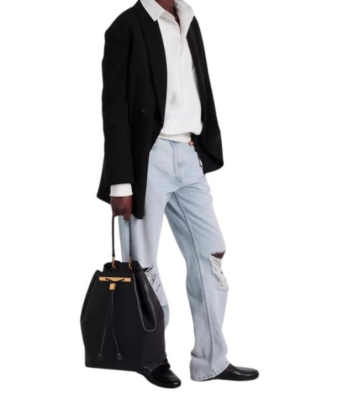 画像4: Leather Drawstring Backpack Tote Shoulder Bag 　レザー巾着バックパックリュックトートショルダーバッグ (4)