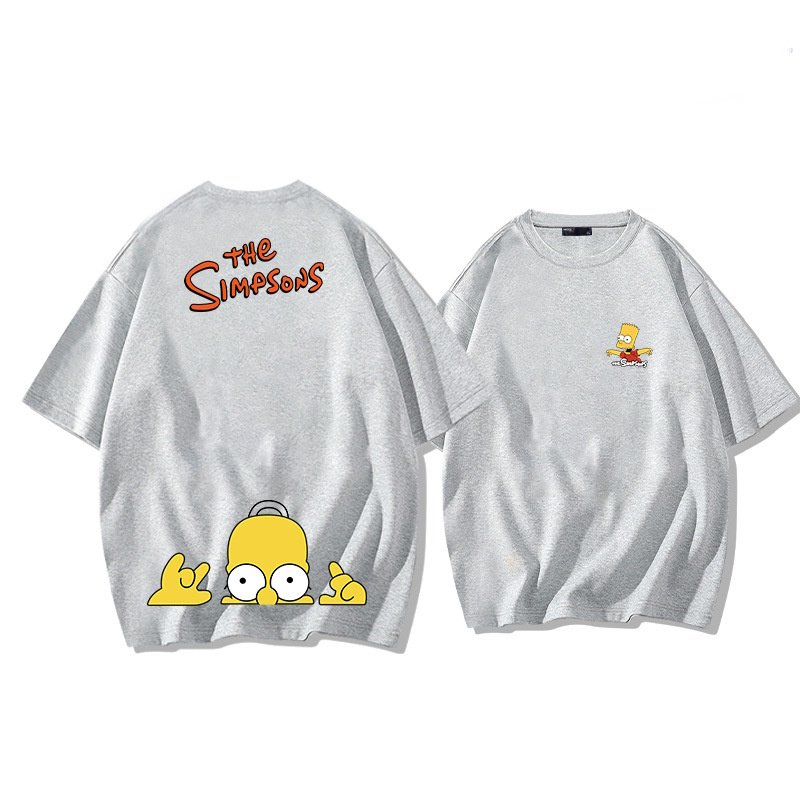 画像6: unisex The Simpsons Drop Shoulder Double Sided Print T-Shirt  　シンプソンズドロップショルダー両面プリント半袖ラウンドネック Tシャツ ユニセックス 男女兼用 (6)