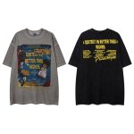 画像1: unisex Vintage style hip hop character print Short Sleeve T-Shirt  　ビンテージスタイルヒップホップキャラクタープリント半袖ラウンドネック Tシャツ ユニセックス 男女兼用 (1)