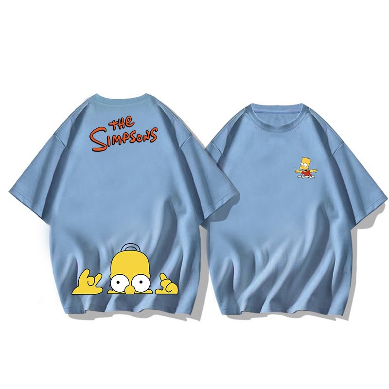 画像5: unisex The Simpsons Drop Shoulder Double Sided Print T-Shirt  　シンプソンズドロップショルダー両面プリント半袖ラウンドネック Tシャツ ユニセックス 男女兼用 (5)