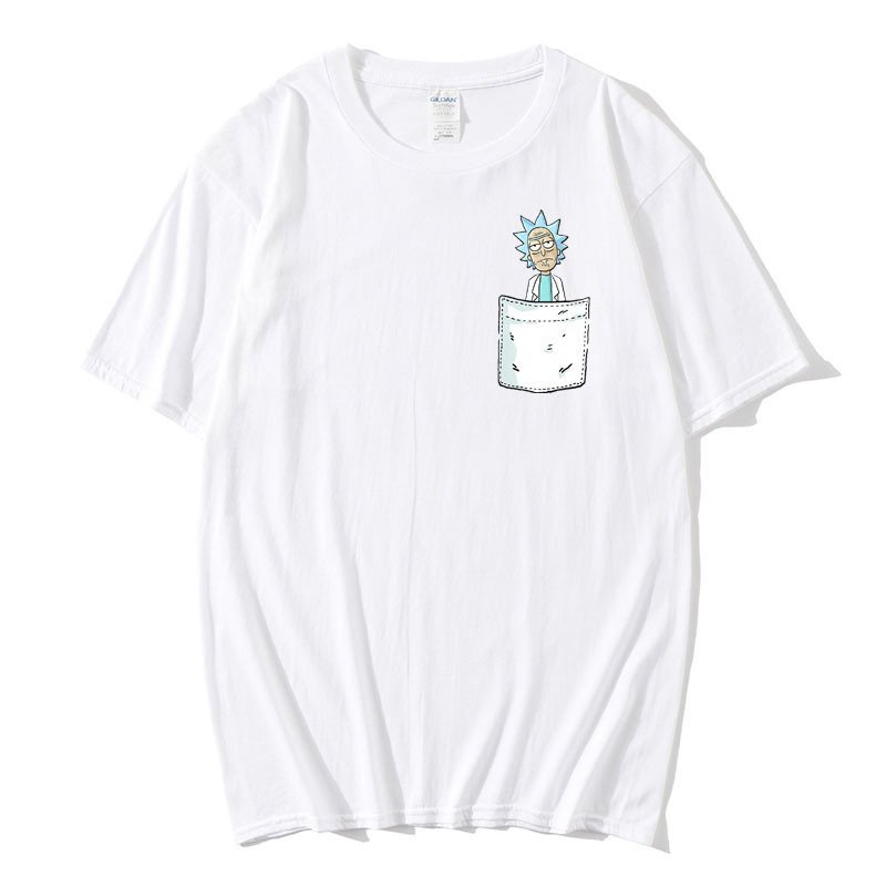 画像3: unisex Pocket Rick & Morty Points  Short Sleeve T-Shirt  　ポケットリック＆モーティポイントプリント半袖ラウンドネック Tシャツ ユニセックス 男女兼用 (3)