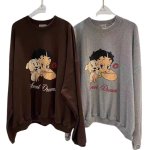 画像1: Oversized Vintage Betty Boop Sweet Dream Joint Sweat 韓国 ヴィンテージ風 ベティ ベティブープ ベティちゃん オーバーサイズ スウェットトレーナー (1)
