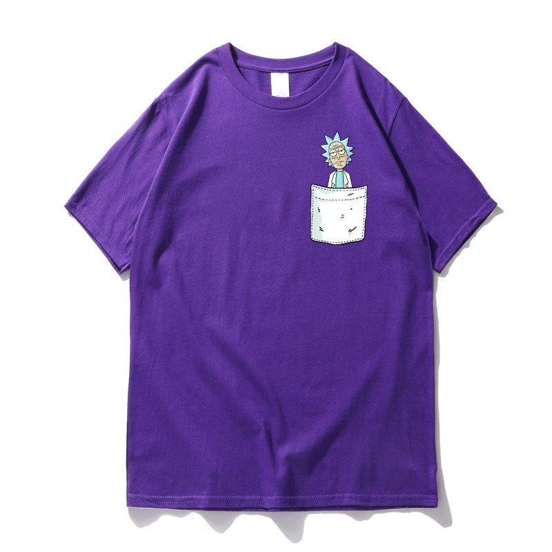画像11: unisex Pocket Rick & Morty Points  Short Sleeve T-Shirt  　ポケットリック＆モーティポイントプリント半袖ラウンドネック Tシャツ ユニセックス 男女兼用 (11)