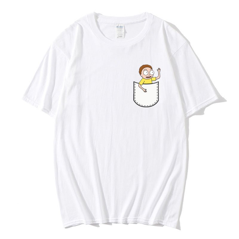 画像4: unisex Pocket Rick & Morty Points  Short Sleeve T-Shirt  　ポケットリック＆モーティポイントプリント半袖ラウンドネック Tシャツ ユニセックス 男女兼用 (4)