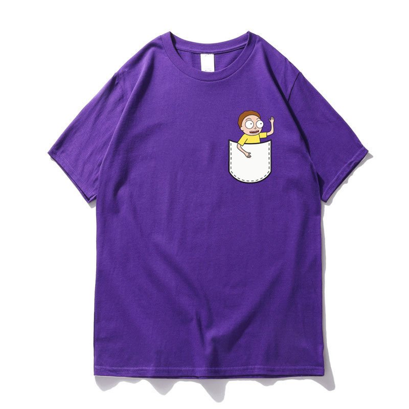 画像12: unisex Pocket Rick & Morty Points  Short Sleeve T-Shirt  　ポケットリック＆モーティポイントプリント半袖ラウンドネック Tシャツ ユニセックス 男女兼用 (12)