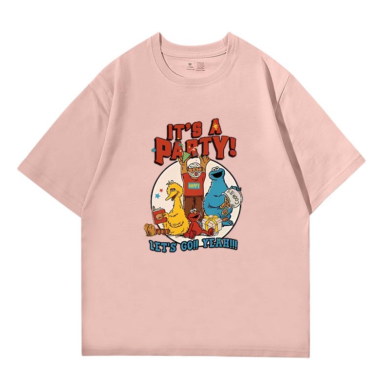 画像4: unisex sesame street IT'S A PARTY!Print Short Sleeve T-Shirt   セサミストリート IT'S A PARTY!プリント半袖ラウンドネック Tシャツ ユニセックス 男女兼用 (4)