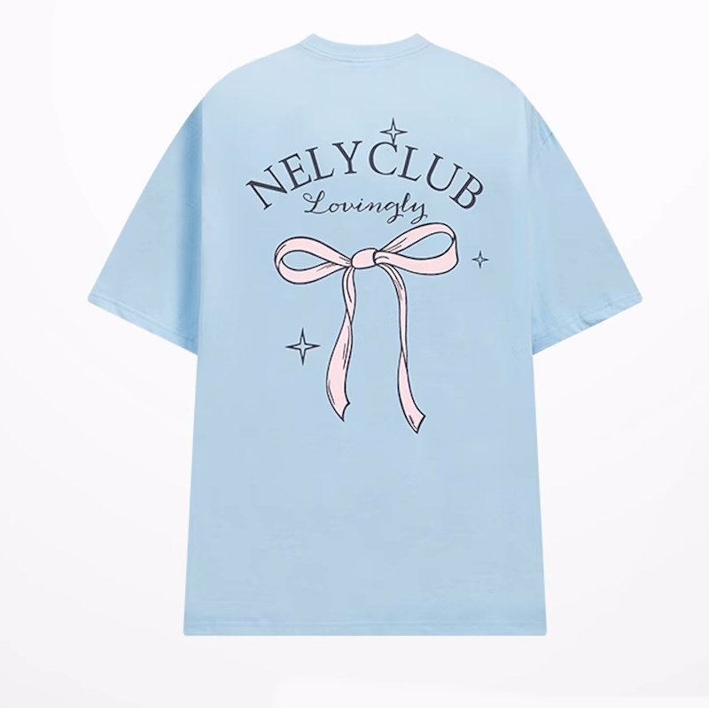 画像2: unisex ribbon Print Short Sleeve T-Shirt  　リボンプリント半袖ラウンドネック Tシャツ ユニセックス 男女兼用 (2)