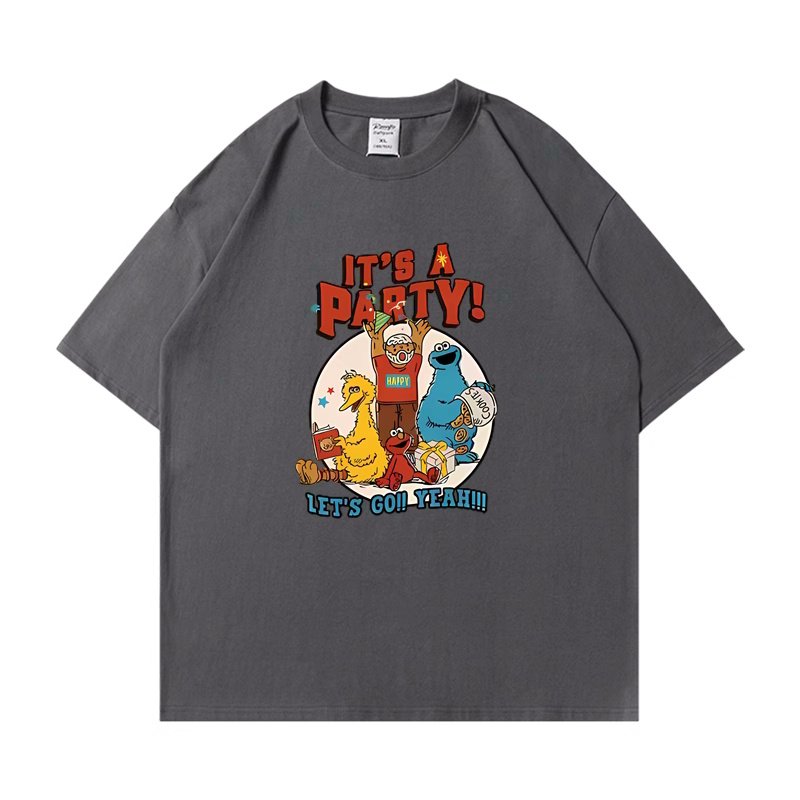 画像5: unisex sesame street IT'S A PARTY!Print Short Sleeve T-Shirt   セサミストリート IT'S A PARTY!プリント半袖ラウンドネック Tシャツ ユニセックス 男女兼用 (5)