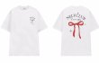 画像1: unisex ribbon Print Short Sleeve T-Shirt  　リボンプリント半袖ラウンドネック Tシャツ ユニセックス 男女兼用 (1)