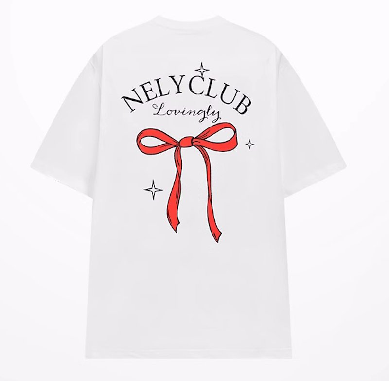画像4: unisex ribbon Print Short Sleeve T-Shirt  　リボンプリント半袖ラウンドネック Tシャツ ユニセックス 男女兼用 (4)
