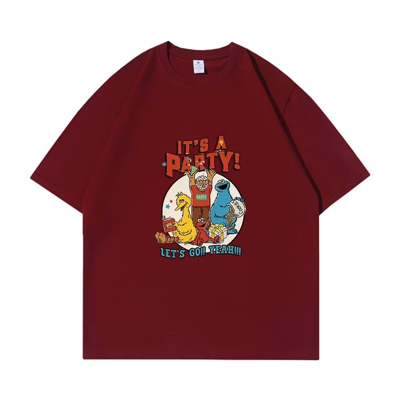 画像6: unisex sesame street IT'S A PARTY!Print Short Sleeve T-Shirt   セサミストリート IT'S A PARTY!プリント半袖ラウンドネック Tシャツ ユニセックス 男女兼用 (6)
