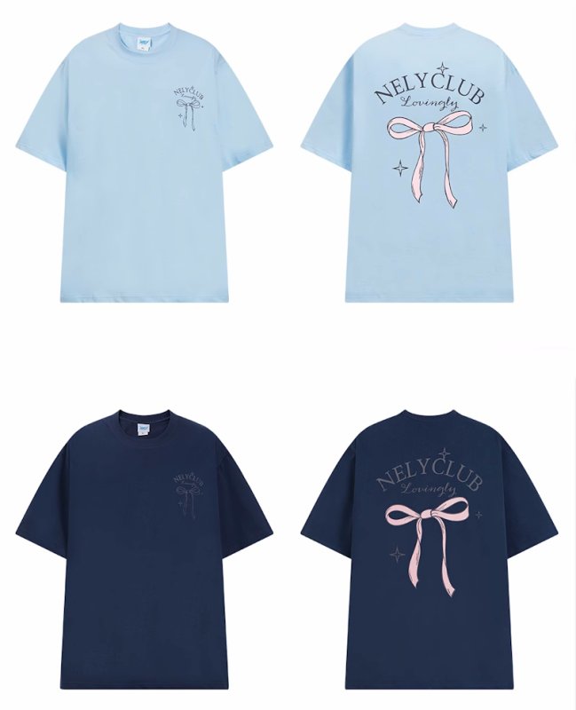 画像12: unisex ribbon Print Short Sleeve T-Shirt  　リボンプリント半袖ラウンドネック Tシャツ ユニセックス 男女兼用 (12)