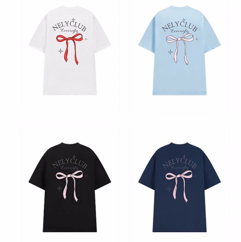 画像11: unisex ribbon Print Short Sleeve T-Shirt  　リボンプリント半袖ラウンドネック Tシャツ ユニセックス 男女兼用 (11)