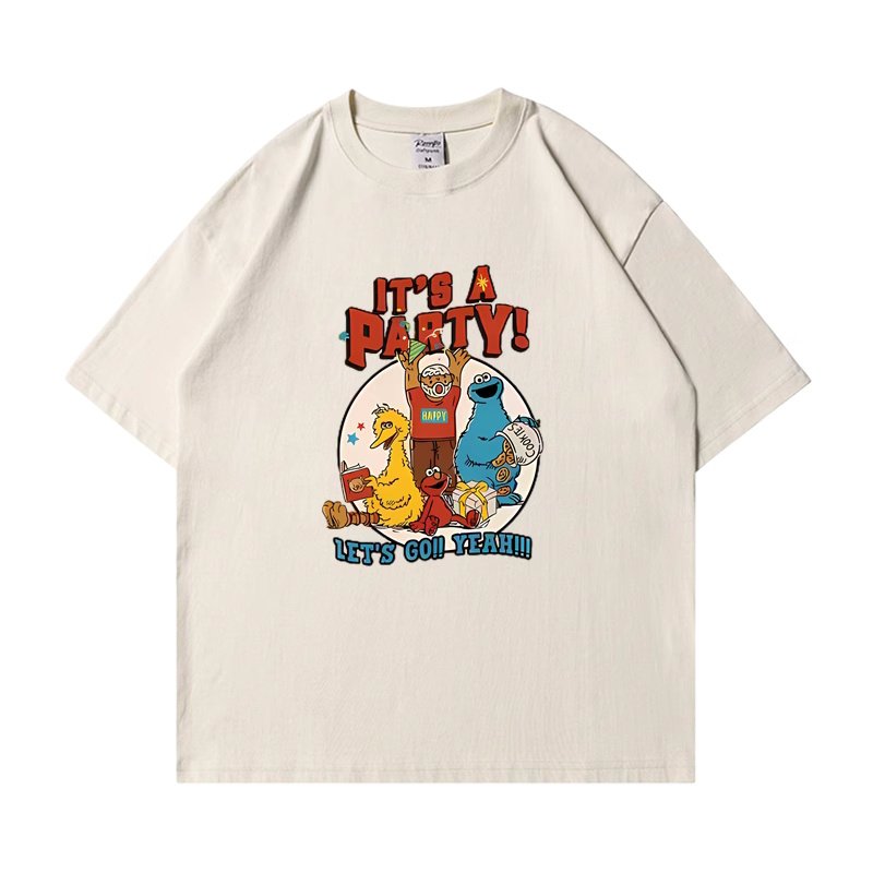 画像2: unisex sesame street IT'S A PARTY!Print Short Sleeve T-Shirt   セサミストリート IT'S A PARTY!プリント半袖ラウンドネック Tシャツ ユニセックス 男女兼用 (2)