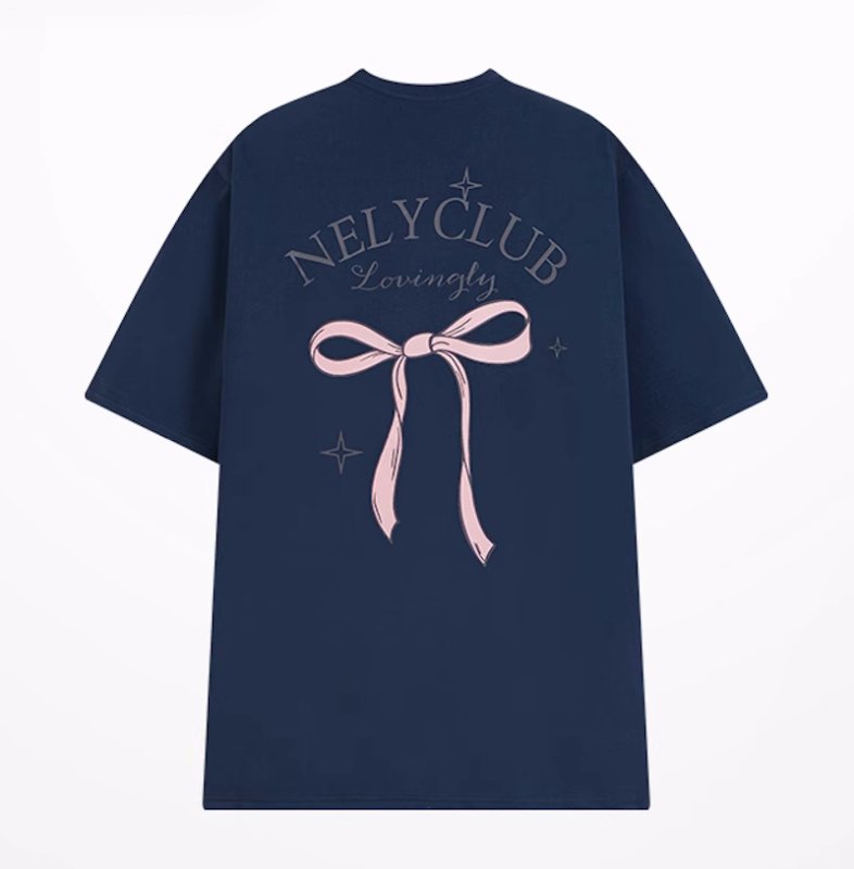 画像3: unisex ribbon Print Short Sleeve T-Shirt  　リボンプリント半袖ラウンドネック Tシャツ ユニセックス 男女兼用 (3)