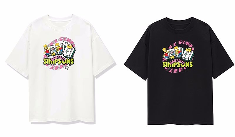 画像3: unisex The Simpsons Bart Simpson Mahjong Pie  Print Short Sleeve T-Shirt   ザ・シンプソンズバートシンプソン麻雀パイプリント半袖ラウンドネック Tシャツ ユニセックス 男女兼用 (3)