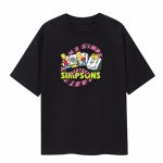 画像2: unisex The Simpsons Bart Simpson Mahjong Pie  Print Short Sleeve T-Shirt  　ザ・シンプソンズバートシンプソン麻雀パイプリント半袖ラウンドネック Tシャツ ユニセックス 男女兼用 (2)