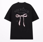 画像5: unisex ribbon Print Short Sleeve T-Shirt  　リボンプリント半袖ラウンドネック Tシャツ ユニセックス 男女兼用 (5)