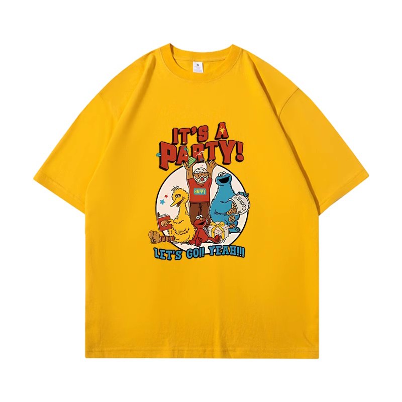 画像3: unisex sesame street IT'S A PARTY!Print Short Sleeve T-Shirt   セサミストリート IT'S A PARTY!プリント半袖ラウンドネック Tシャツ ユニセックス 男女兼用 (3)