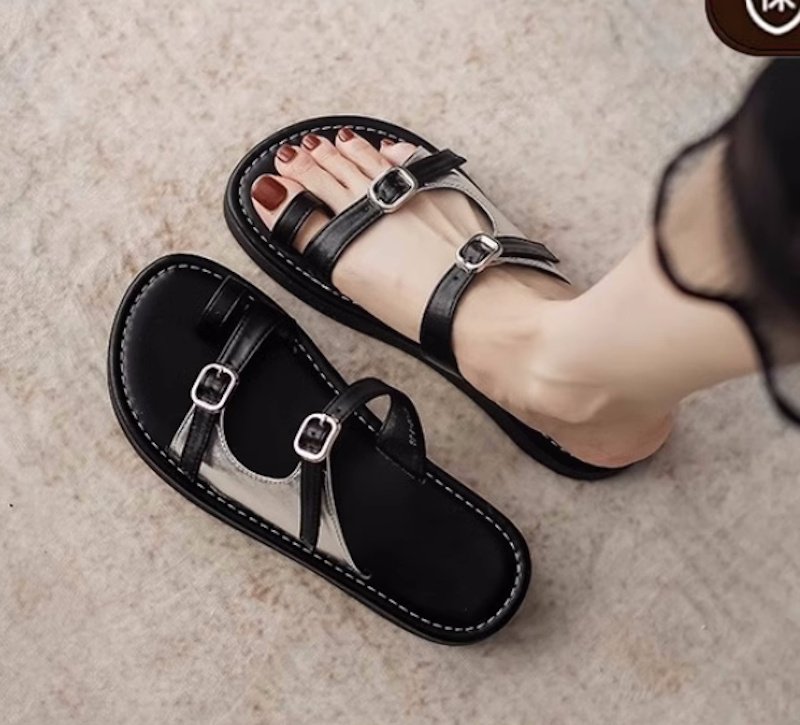 画像7: Roman Open Toe Flat Sandals Sandals slippers　ローマンオープントゥフラットサンダルスリッパ (7)